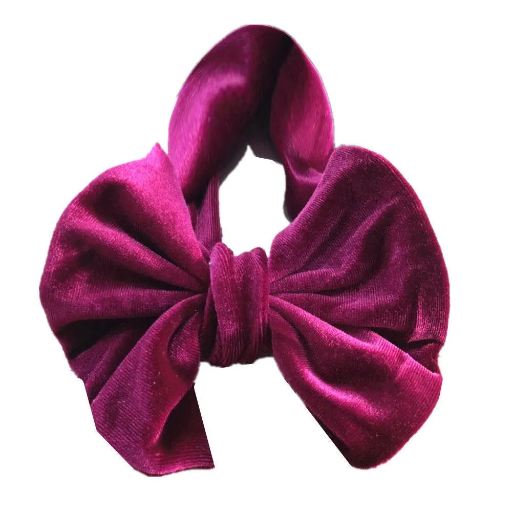 2019 Brand New Baby Toddler Kids Girls Bow Hairband Velvet Turban Knot Cotton Headband Solid Candy Color Headwear Gift 3M-12T