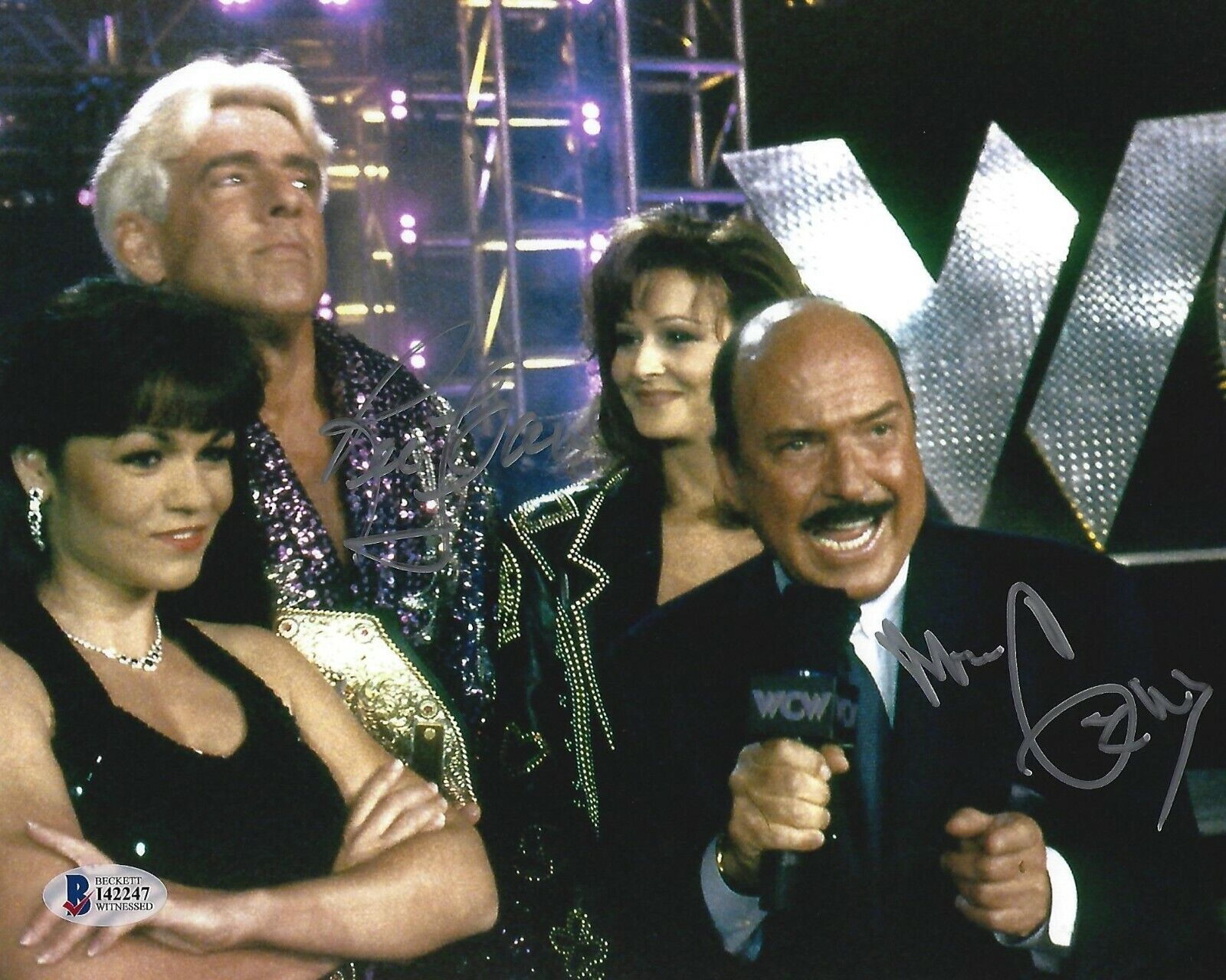 Ric Flair & Mean Gene Okerlund Signed 8x10 Photo Poster painting BAS Beckett COA WWE WCW Picture