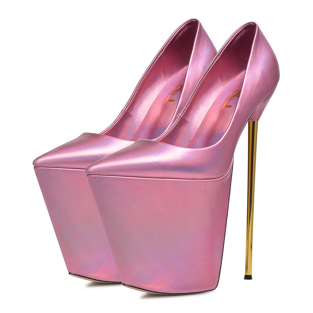 Pink Pointed Toe Platform Decorative High Heel Pumps Nicepairs