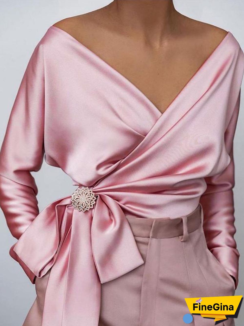 Sexy Pure Color Satin Women Top