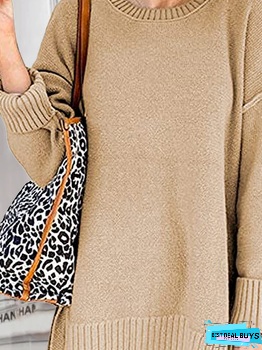 Crew Neck Cotton Casual Sweater