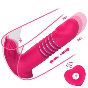 Wireless Remote-Control Telescopic Dildo and Clit Massager for G-Spot and Vaginal Stimulation