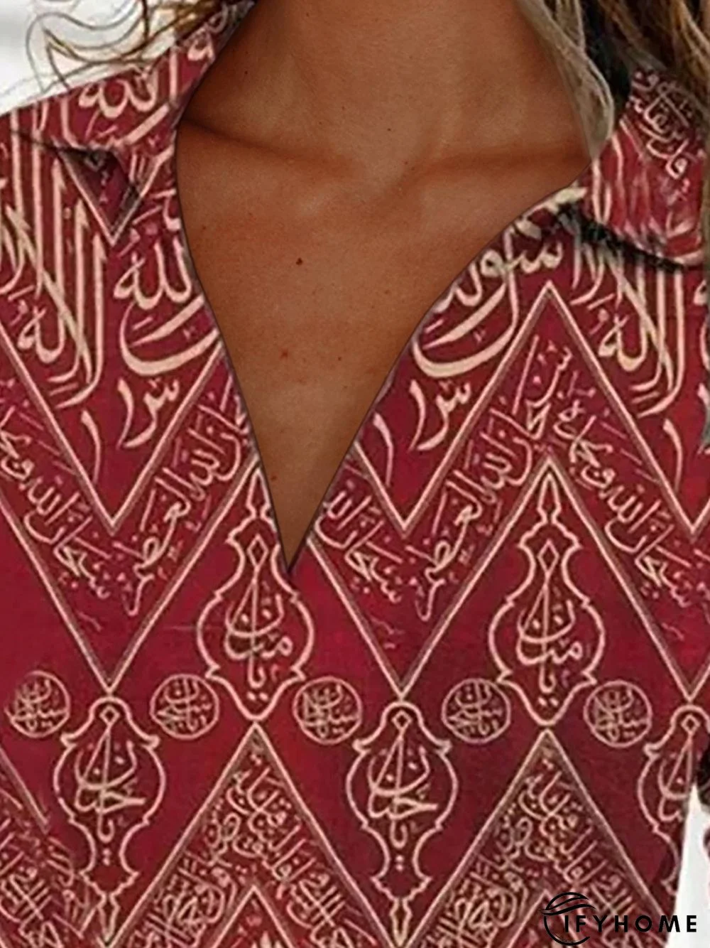 Casual Long Sleeve V Neck Printed Top | IFYHOME