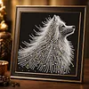 Starlit Beaded White Wolf Special Shaped 5D DIY Partial Drill Diamond Painting Kits for Adults Beginners Home Decor Diamonds Dots Gem Art Kits 11.81 X11.81inch