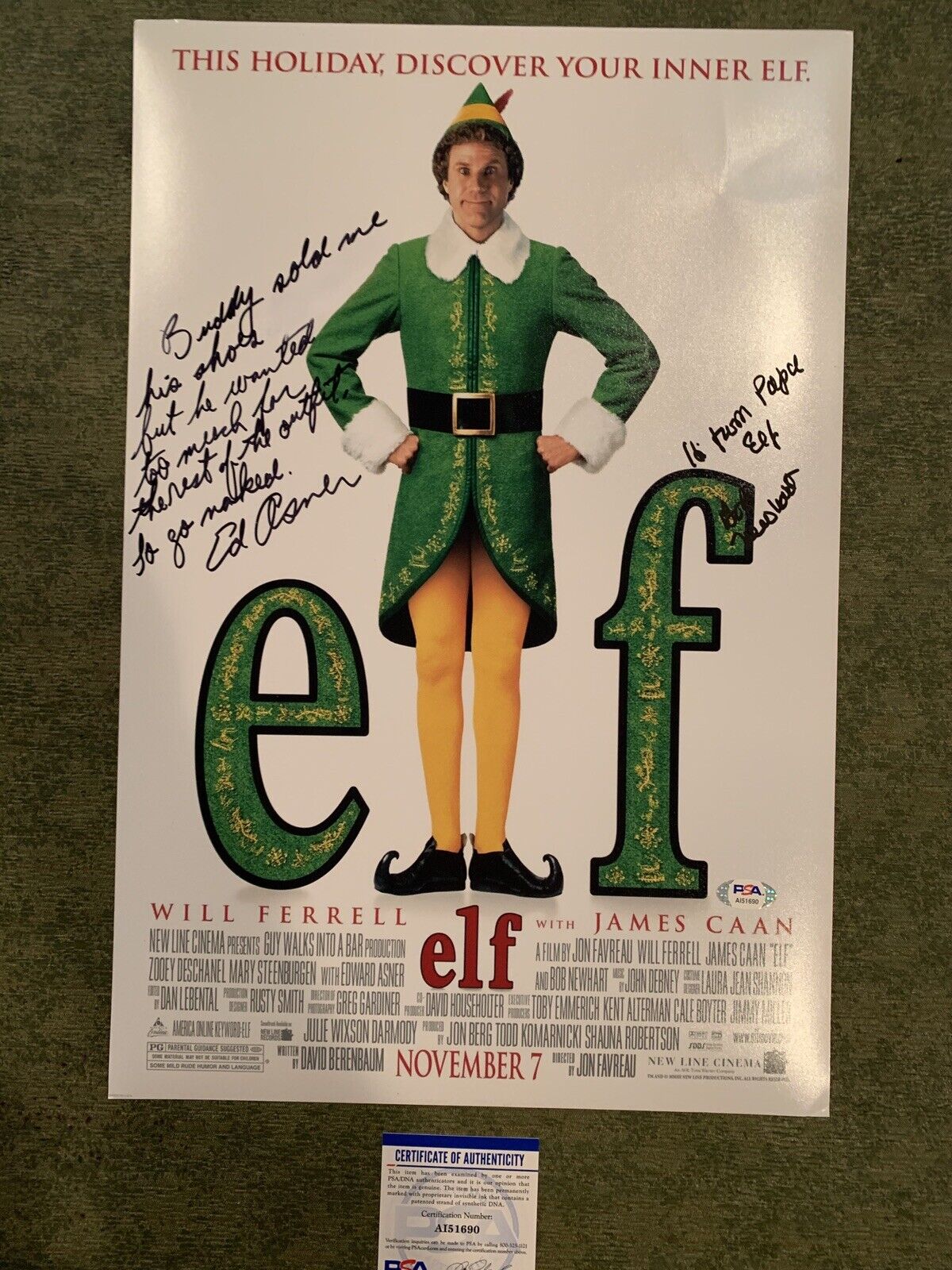 Ed Asner Bob Newhart Signed 12x18 Photo Poster painting Elf Movie