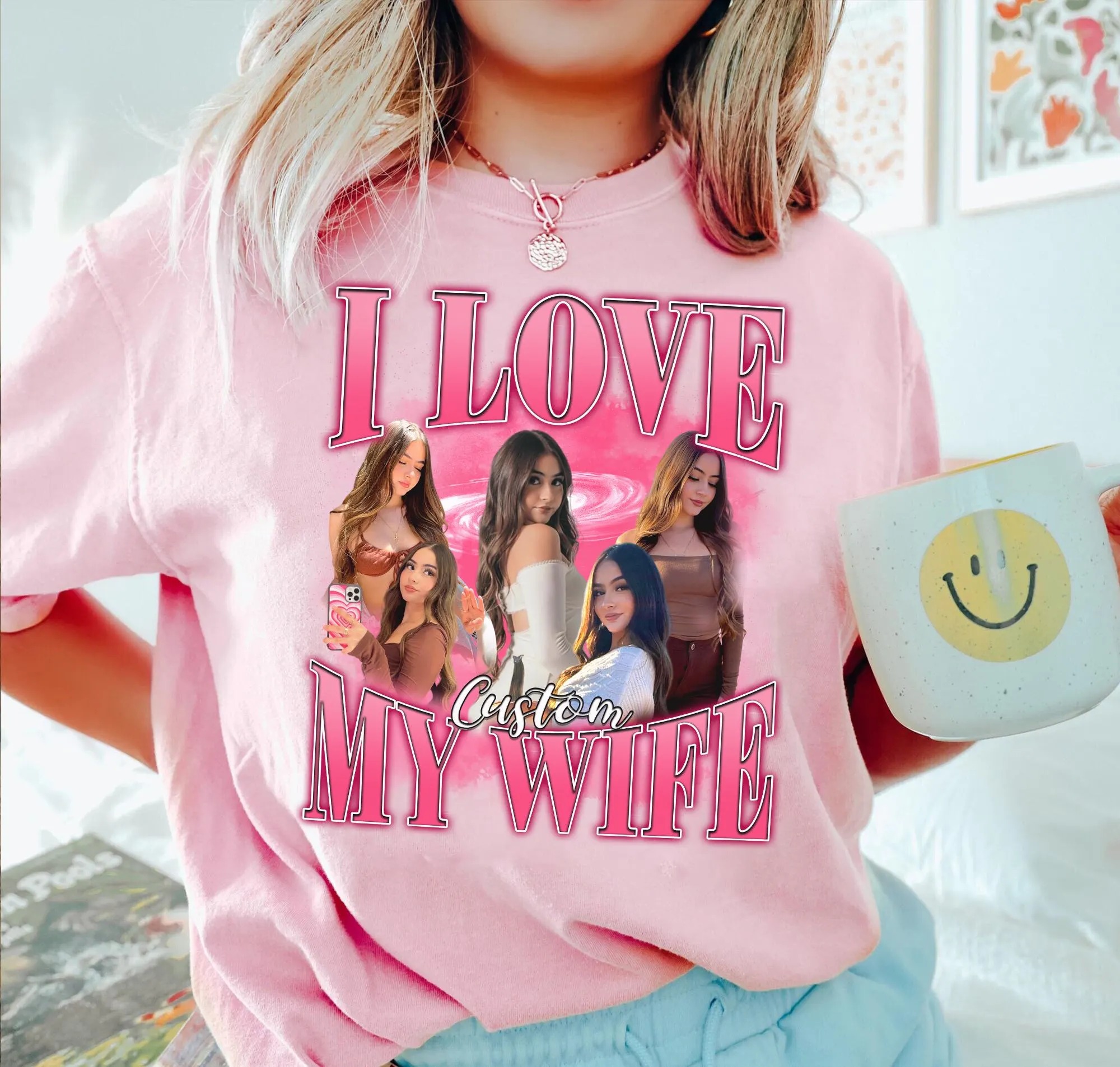 Loveyoufancy I Love My Wife Shirt, Custom Wife Photo Shirt, Vintage Graphic 90s Tshirt, Valentine's Shirt Gift