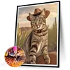 Diamond Painting-DIY Full Round Drill Cowboy Cat