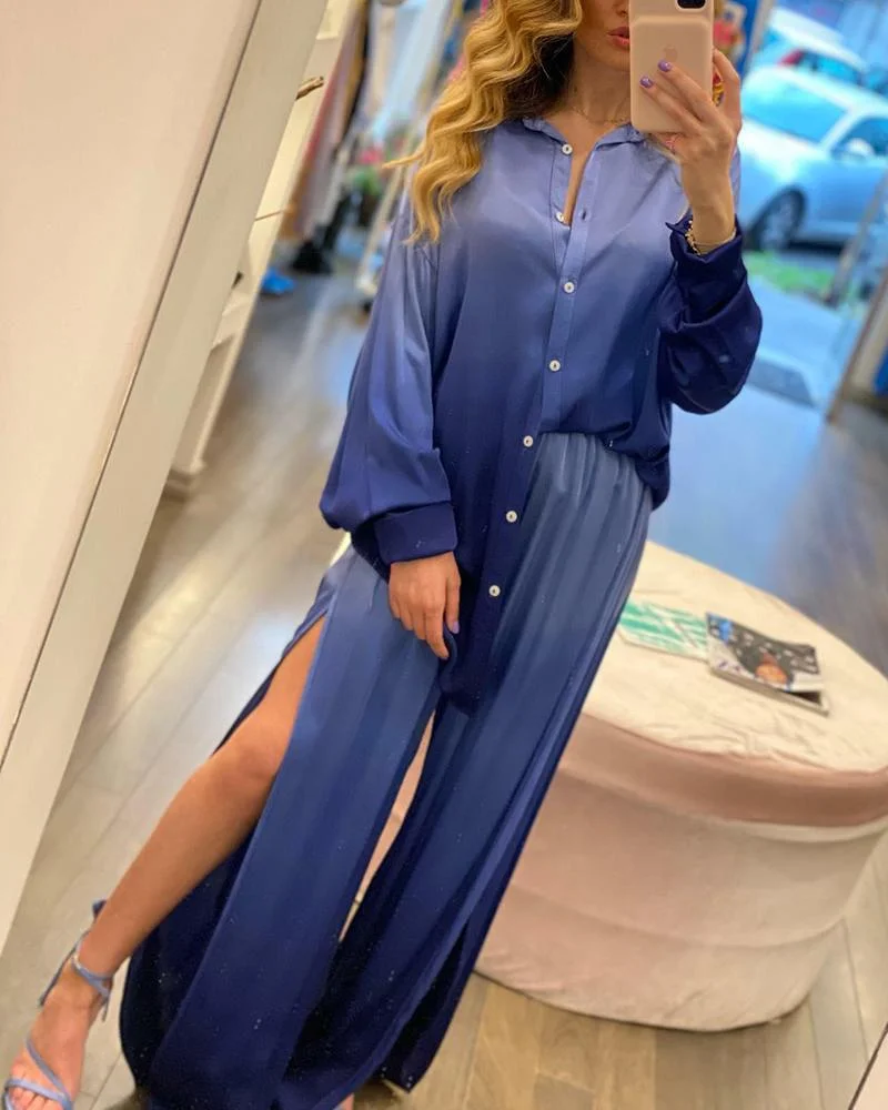 Two-piece suit in gradient colors