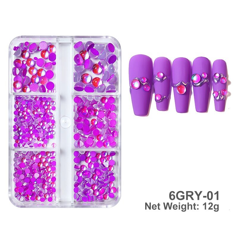 Agreedl Mermaid Beads Nail Art Rhinestones 3D Flatback Shiny Crystal Glass Decorations Mixed Size For Manicure Nails Charms Accessories