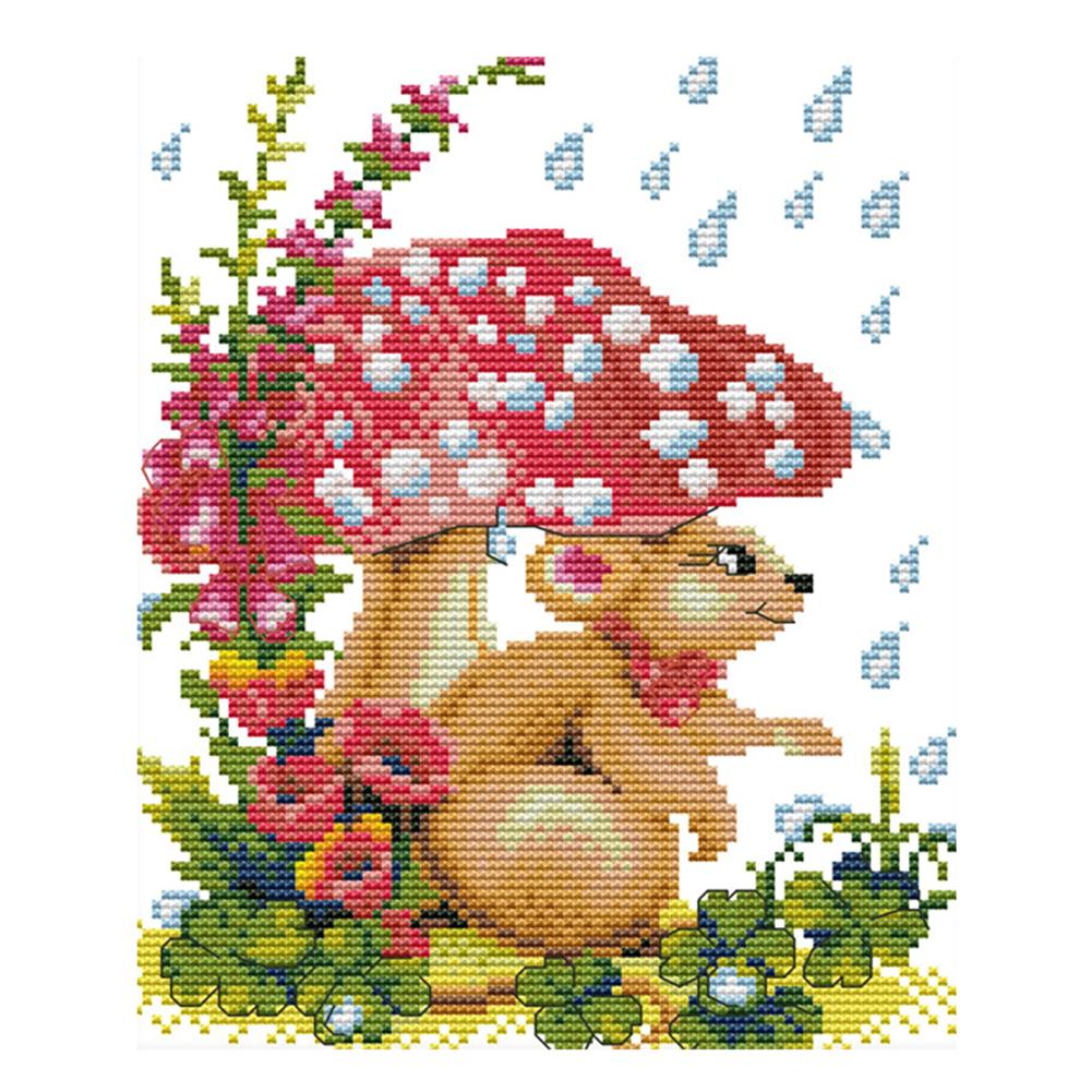 

Mushroom And Mouse - 14CT Stamped Cross Stitch - 21*27CM, 501 Original