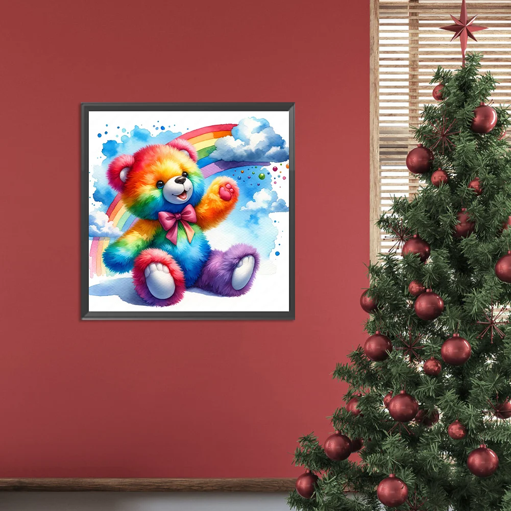 Diamond Painting - Full Round Drill - Rainbow Bear(Canvas|30*30cm)