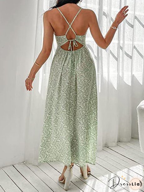 Women's Dresses Printed Sling Bare Back Sleeveless Dress