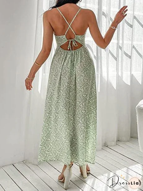 Women's Dresses Printed Sling Bare Back Sleeveless Dress