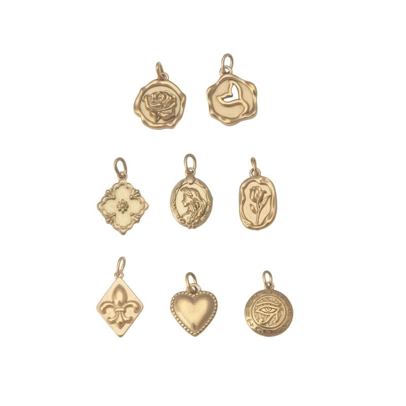 1 Piece Titanium Steel Devil’s Eye Heart Shape Rose Pendant