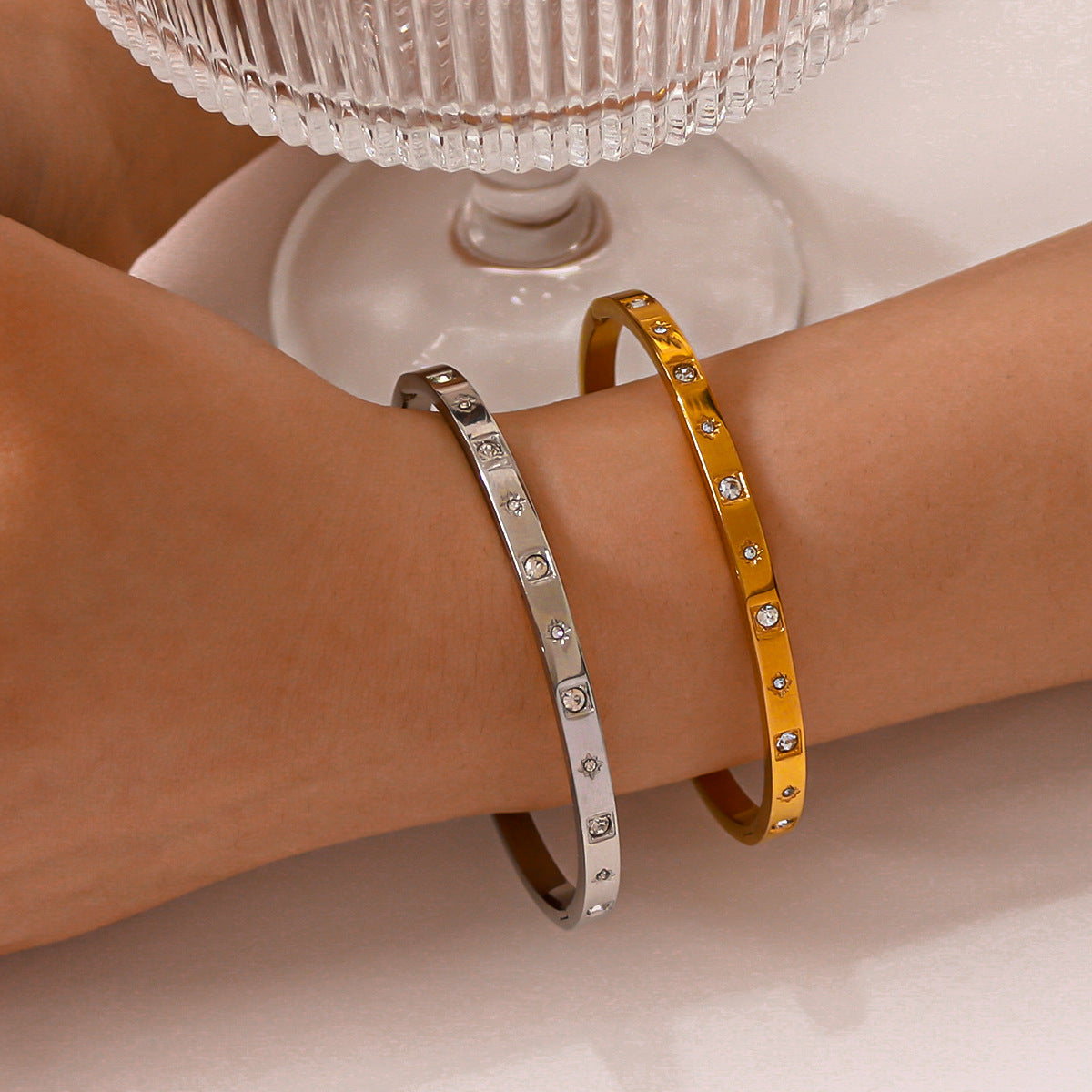 IG Style Irregular Stainless Steel Electroplating Bangles
