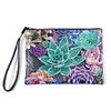 DIY Diamond Art Cosmetic Bag Flowers PU Women Clutch Kit