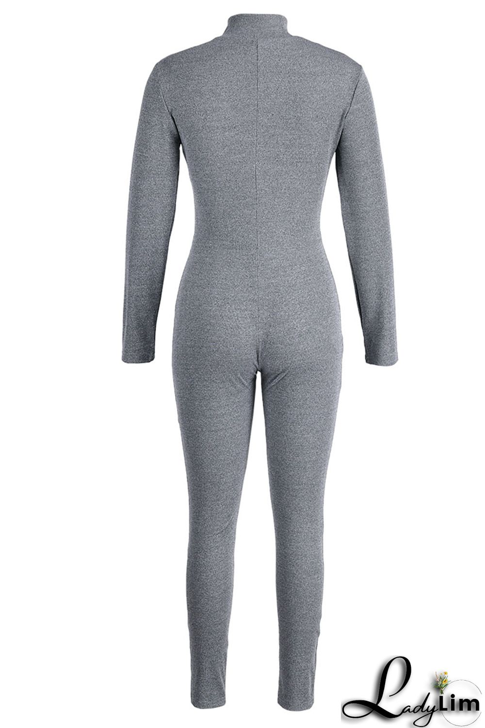 Blue Casual Sportswear Solid Patchwork Zipper Collar Regular Jumpsuits