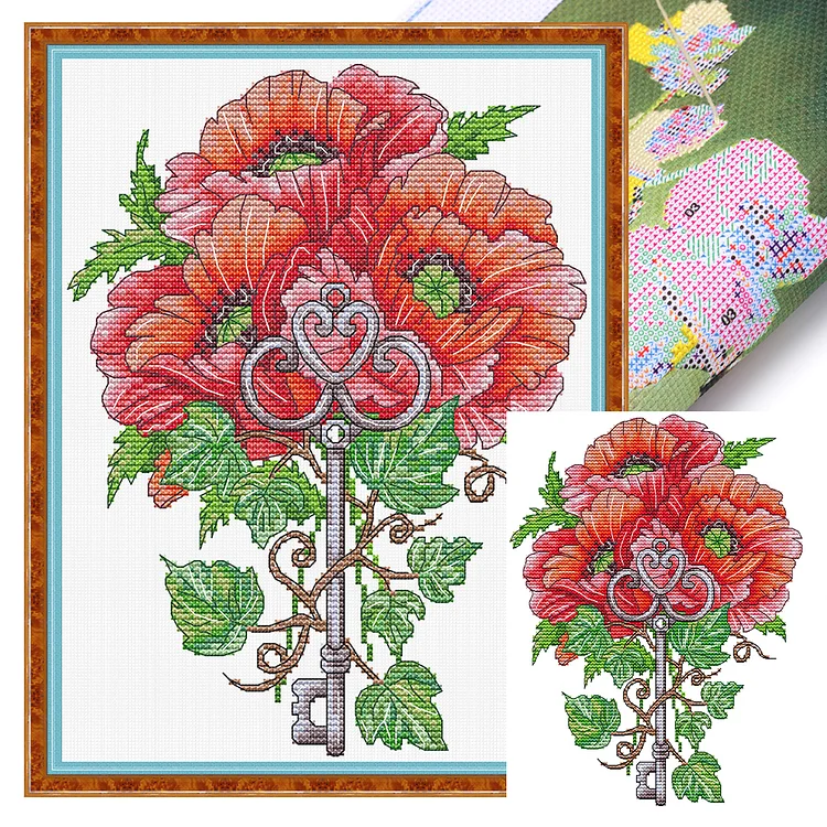 『Joy Sunday』Flower - 14CT Stamped Eco-Friendly Cotton Thread Cross Stitch(21*29cm)(Backstitch)