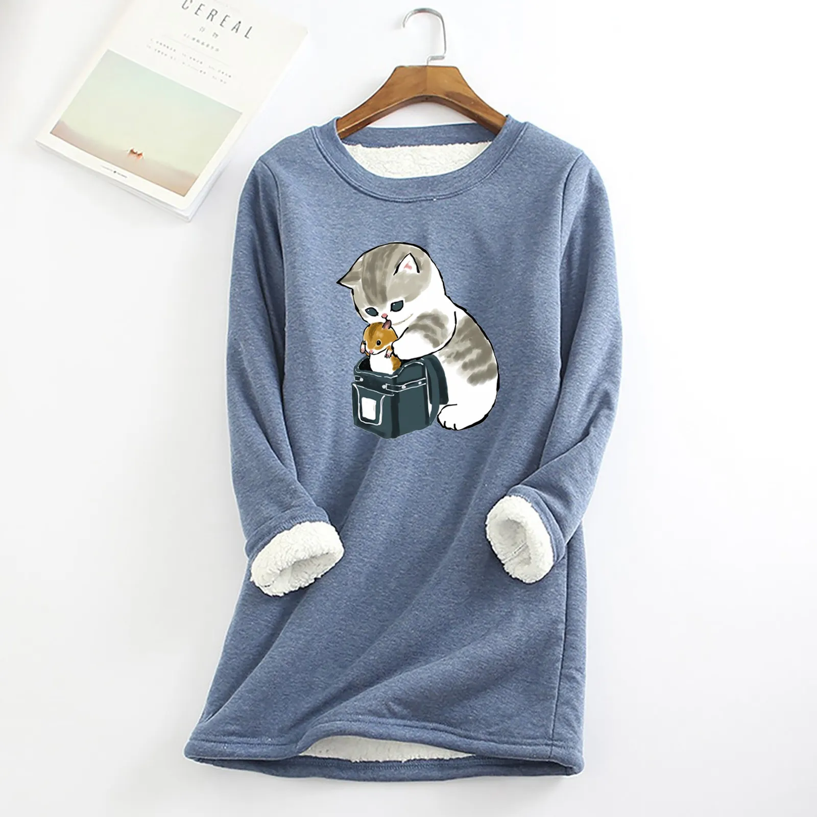  thdmladies Cat and mouse plus velvet warm bottoming shirt thedmladies