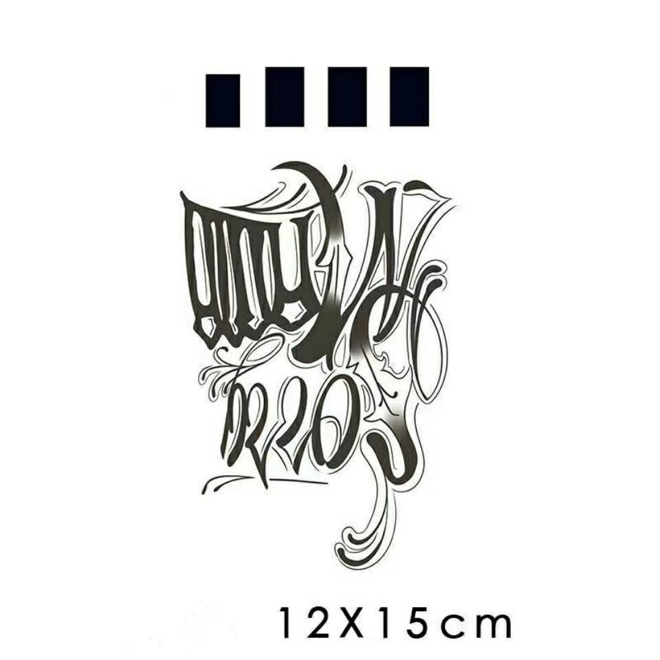 Black Block Waterproof Hand Temporary Tattoo Stickers For Men Women Fake Tatto Dark Body Arm Art Party Decoration Decals
