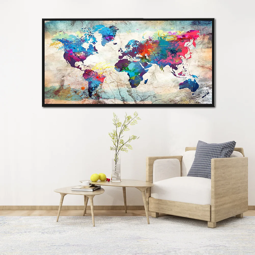 Diamond Painting - Full Square Drill - Color World Map(80*40cm)