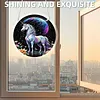 (18.5cm)DIY Acrylic Jigsaw Puzzle Window Hanging with Hanging Chain DIY Stained Glass Decoration Round Window Puzzle Decor for DIY Craft Project (Colorful Horse)