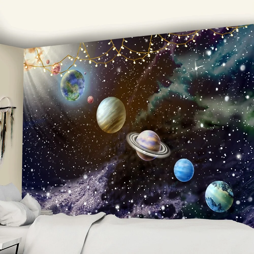 Cosmic Starry sky Decor Psychedelic Tapestry Wall Hanging Indian Mandala Tapestry Hippie Tapestry Boho Wall Cloth