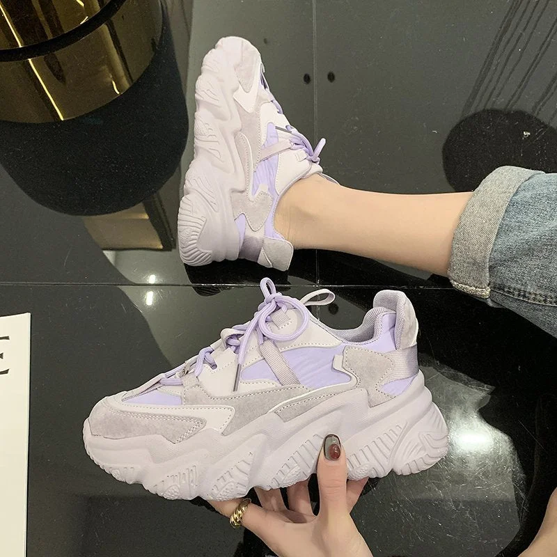 New Design Women Shoes 2021 Fashion Women's Chunky Shoes Trendy Purple Platform Sneakers Fitness Ladies Trainers Casual Shoes