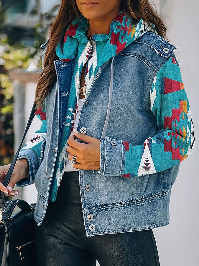 Vintage Print Denim Jacket