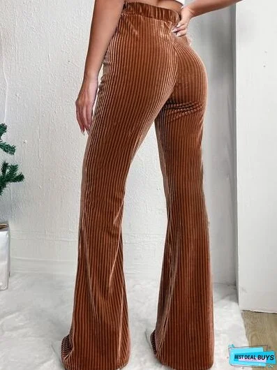 Ribbed High Waist Bootcut Pants