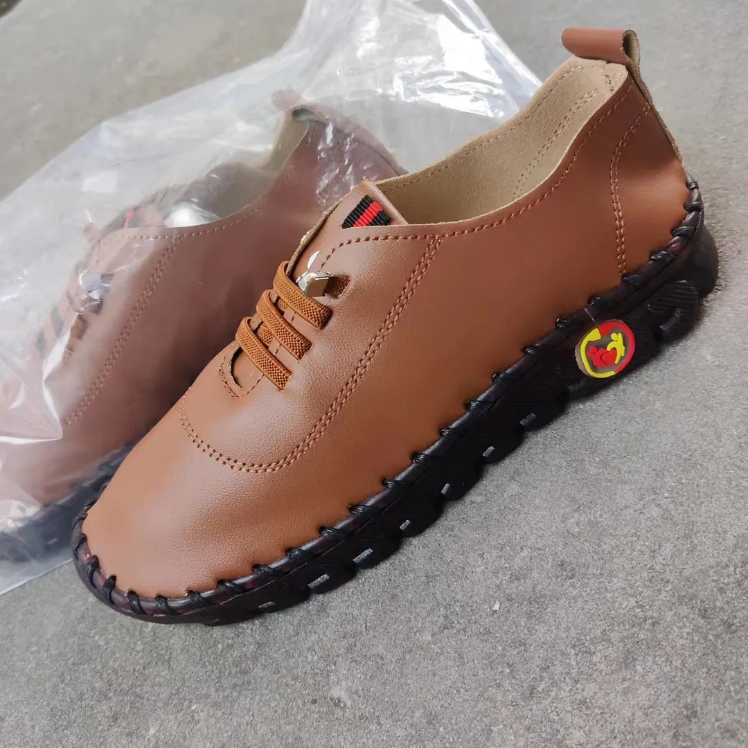 Breakj Breakj Hand-Sewn Soles Of Casual Mother Shoes Soft Soles 2023 New Flat-Soled Round-Headed Single Shoes