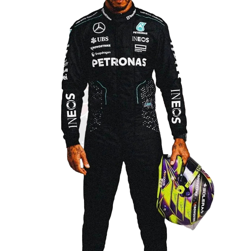 Men's Black One-Piece Racing Print Jumpsuit