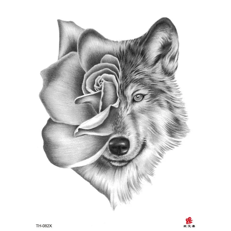 Lion Tiger Cool Temporary Tattoo Sticker Fashion Wolf Waterproof Animal Body Art Arm Tatto Fake Removable Tatoo for Men Women