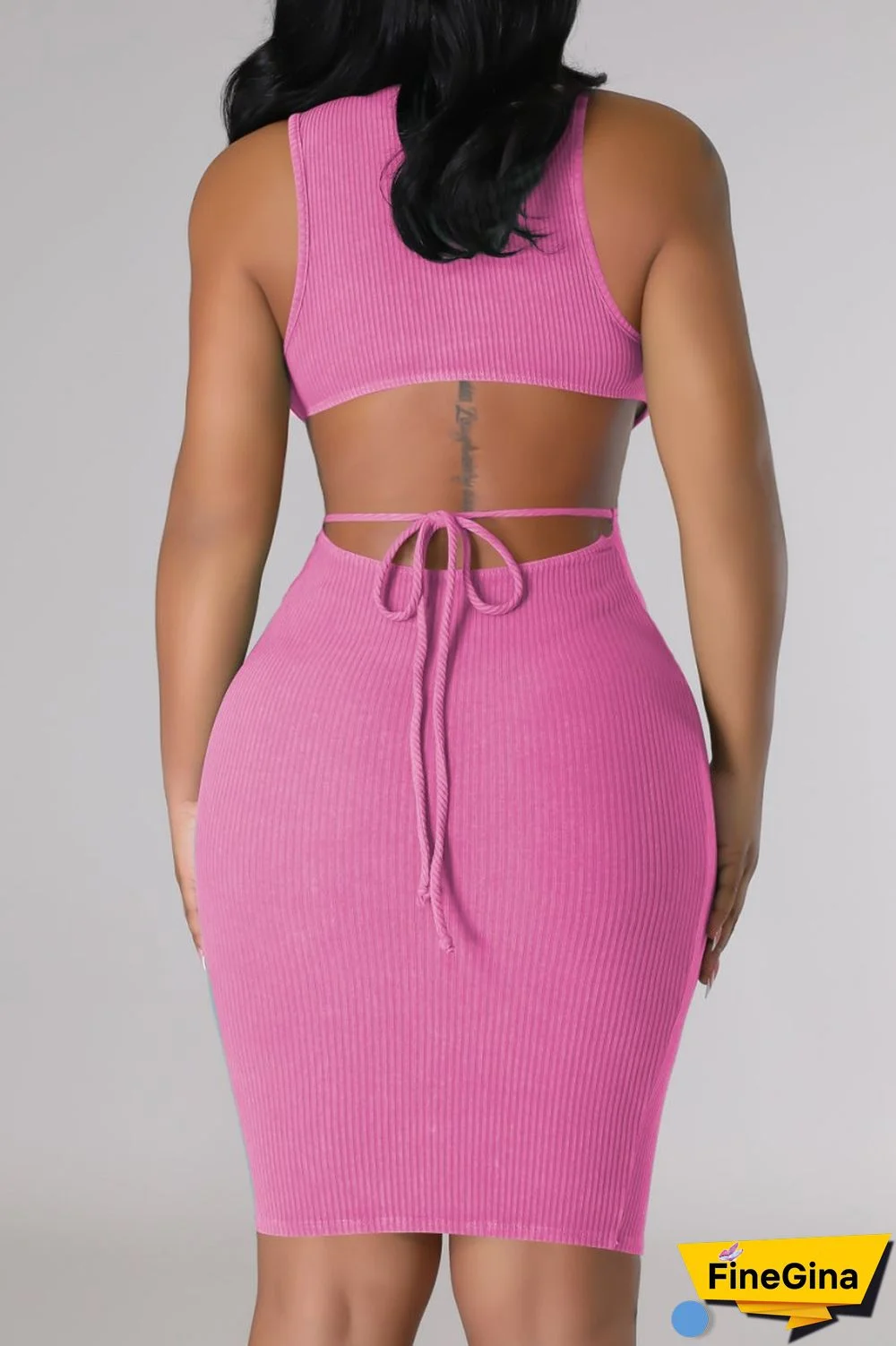 Cream White Casual Solid Hollowed Out Turtleneck Sleeveless Dress Dresses