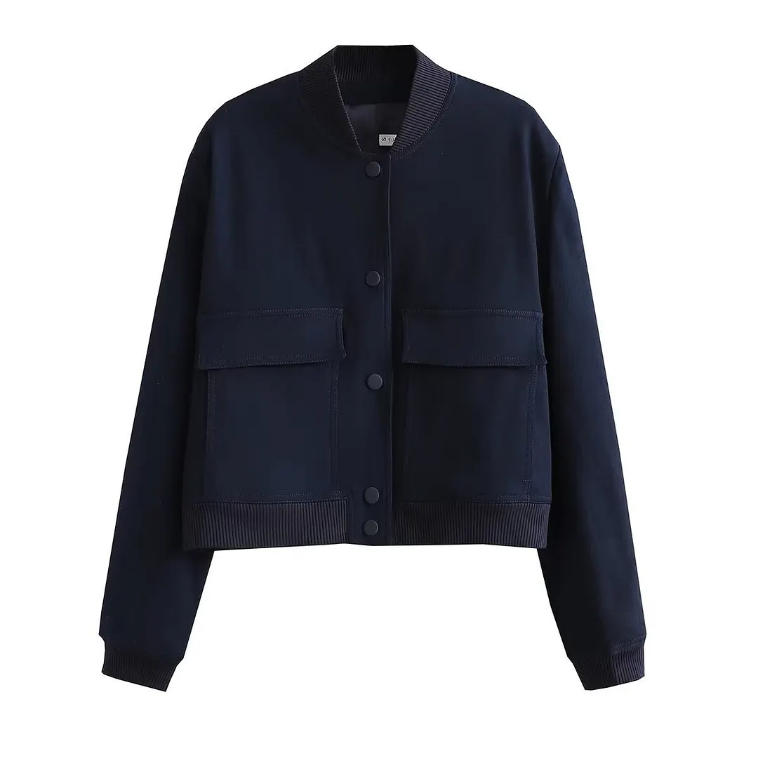 Churchf Churchf Spring And Autumn New Standing Collar Large Pocket Women's Jacket Jacket Female