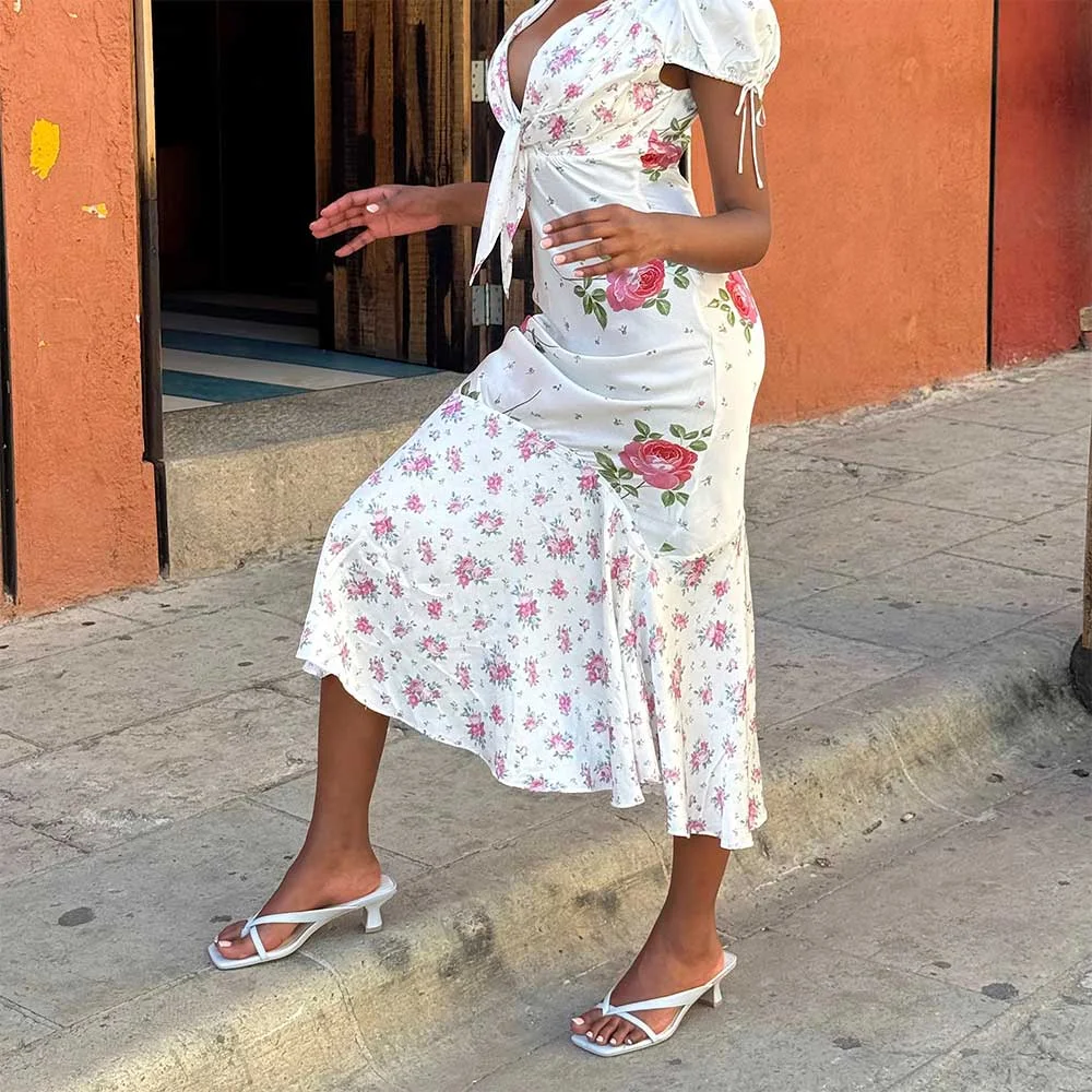 Light Blue Vegan Leather Open Square Toe Low Heel Sandals By YDN