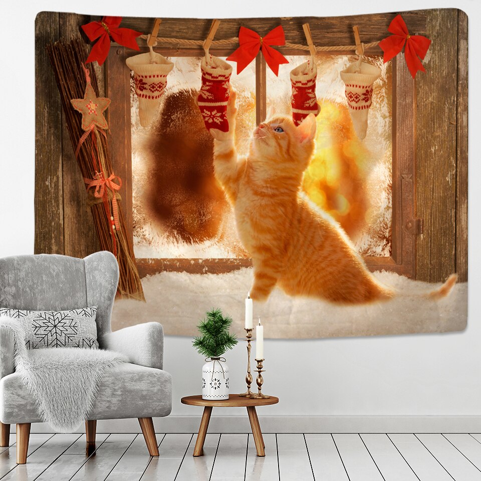 

Wall Tapestry - Christmas Tree And Cat-150*130cm, 501 Original