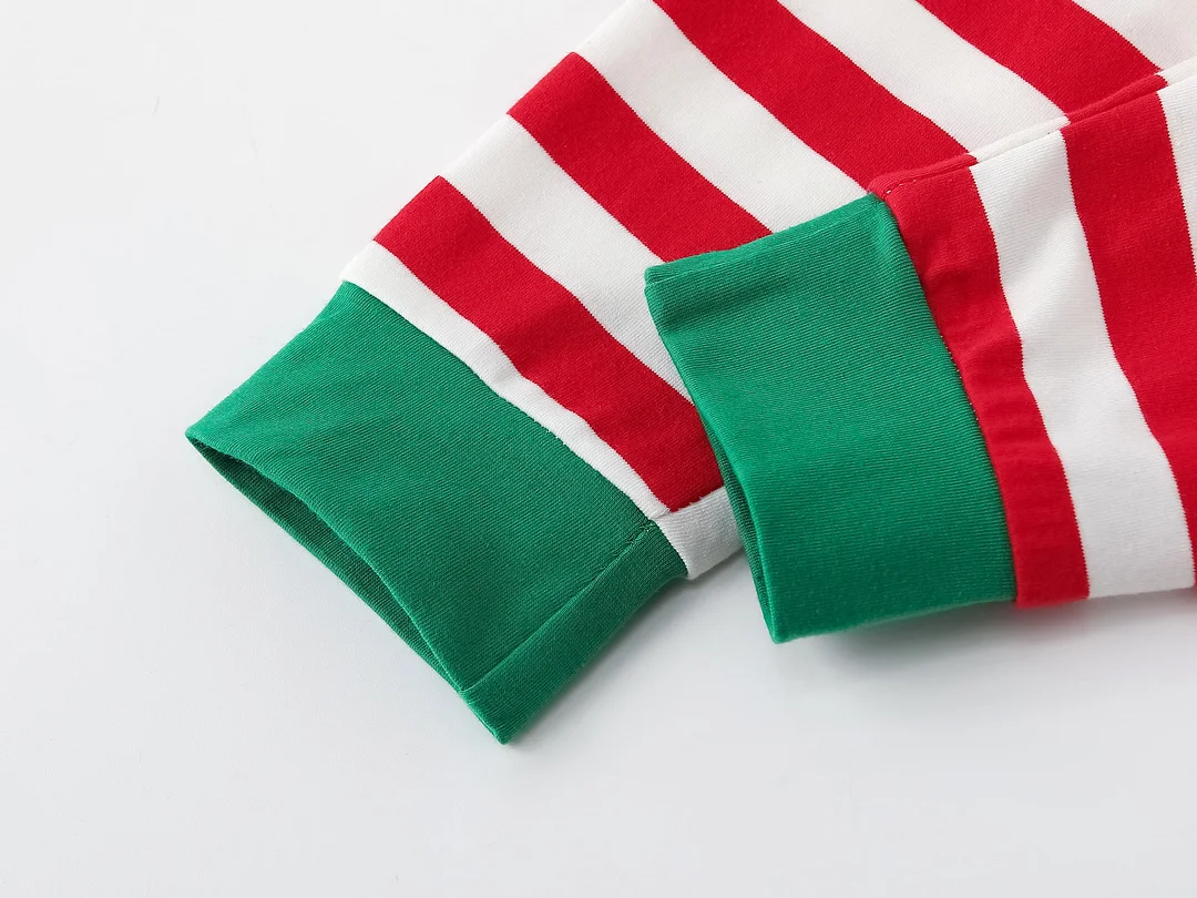 Striped family Christmas Pajamas with dog