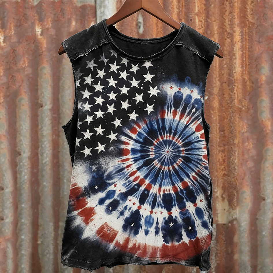  American Flag Element Rendering Retro Water Wash Vest Westsshops