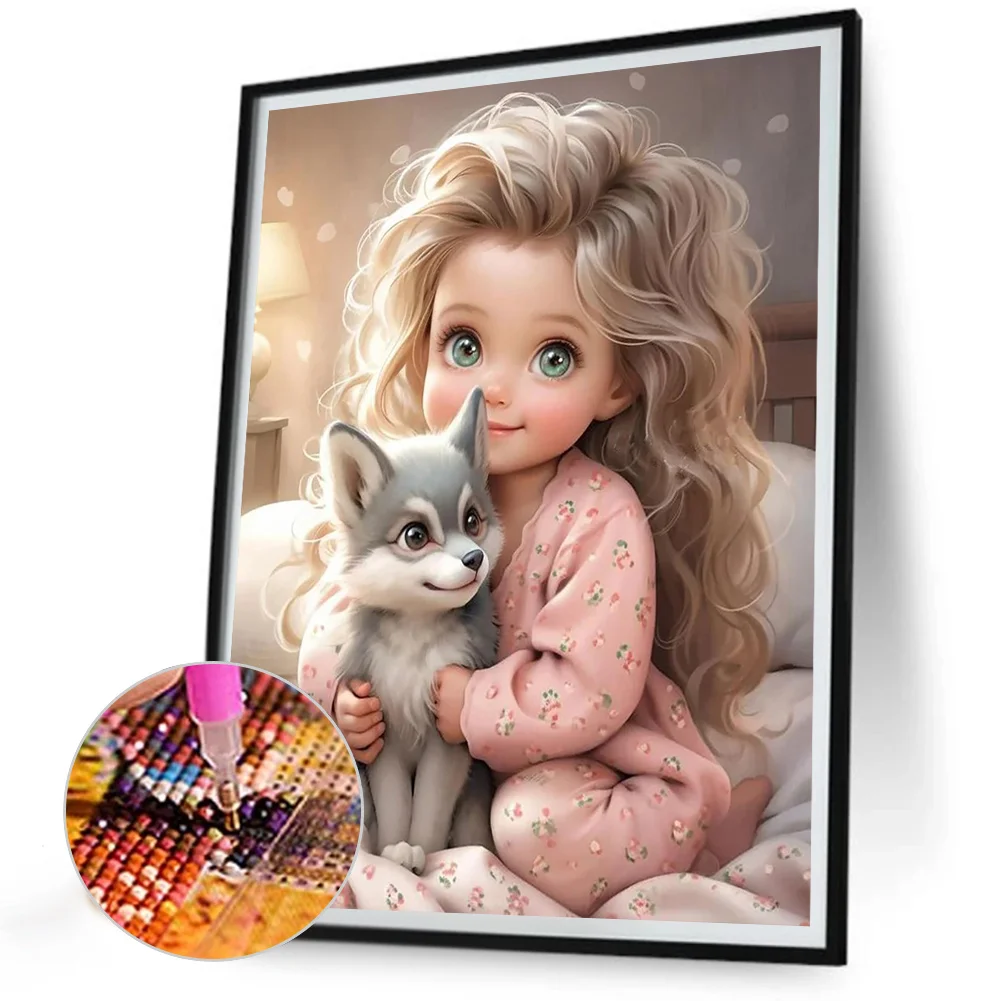 Diamond Painting - Full Round Drill - Curly Hair Big Eyes Girl(Canvas|30*40cm)