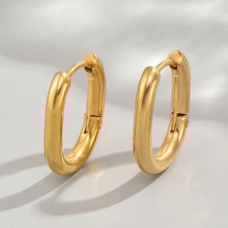 1 Pair Minimalist Triangle Circle Heart Shape Stainless Steel Hoop Earrings