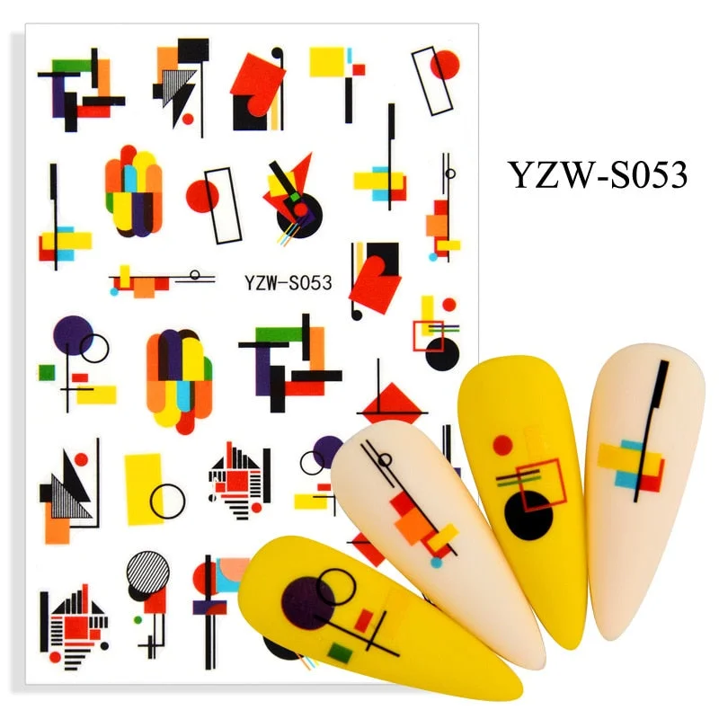 Sexy Lady Shaped Fashion Nail Sticker Geometric Abstract Line Nails Inspired Decals Art 3D Adhesive Sliders Manicure Accessory-Nail Inspo