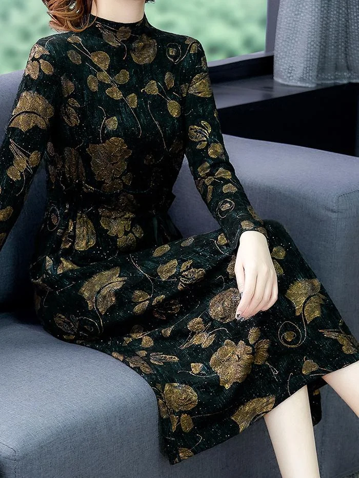 Fashion Plus Size Long Sleeve Dress