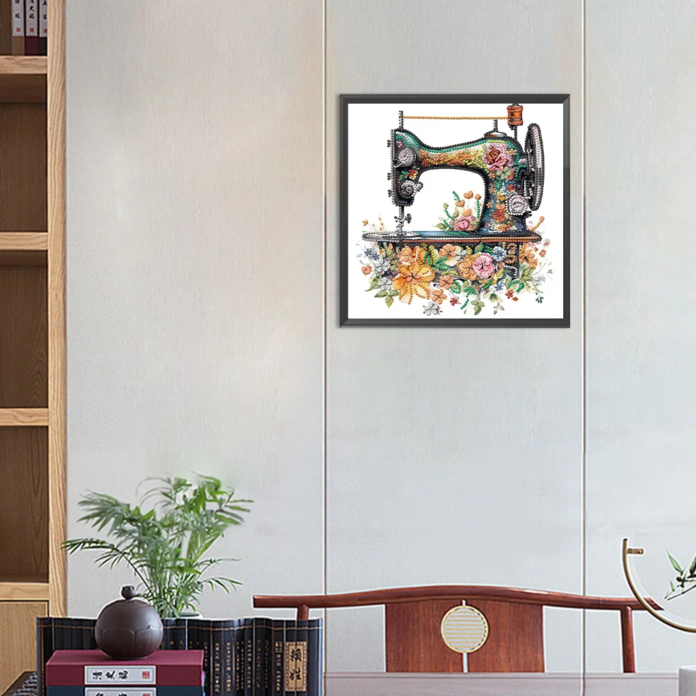 Diamond Painting - Partial Special Shaped Drill - Sewing Machine(Canvas|30*30cm)