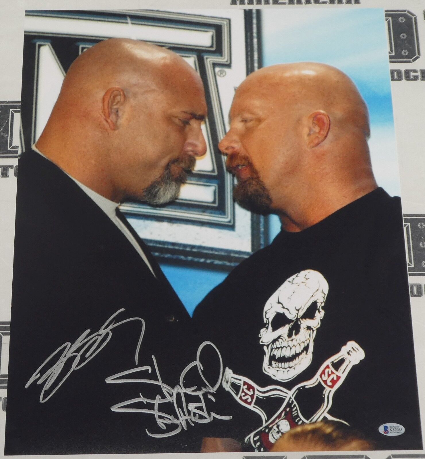 Stone Cold Steve Austin & Bill Goldberg Signed WWE 16x20 Photo Poster painting BAS Beckett COA 2