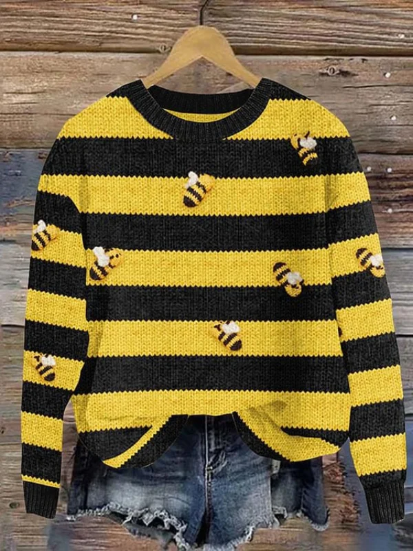 Women's Bee Striped Print Sweatshirt