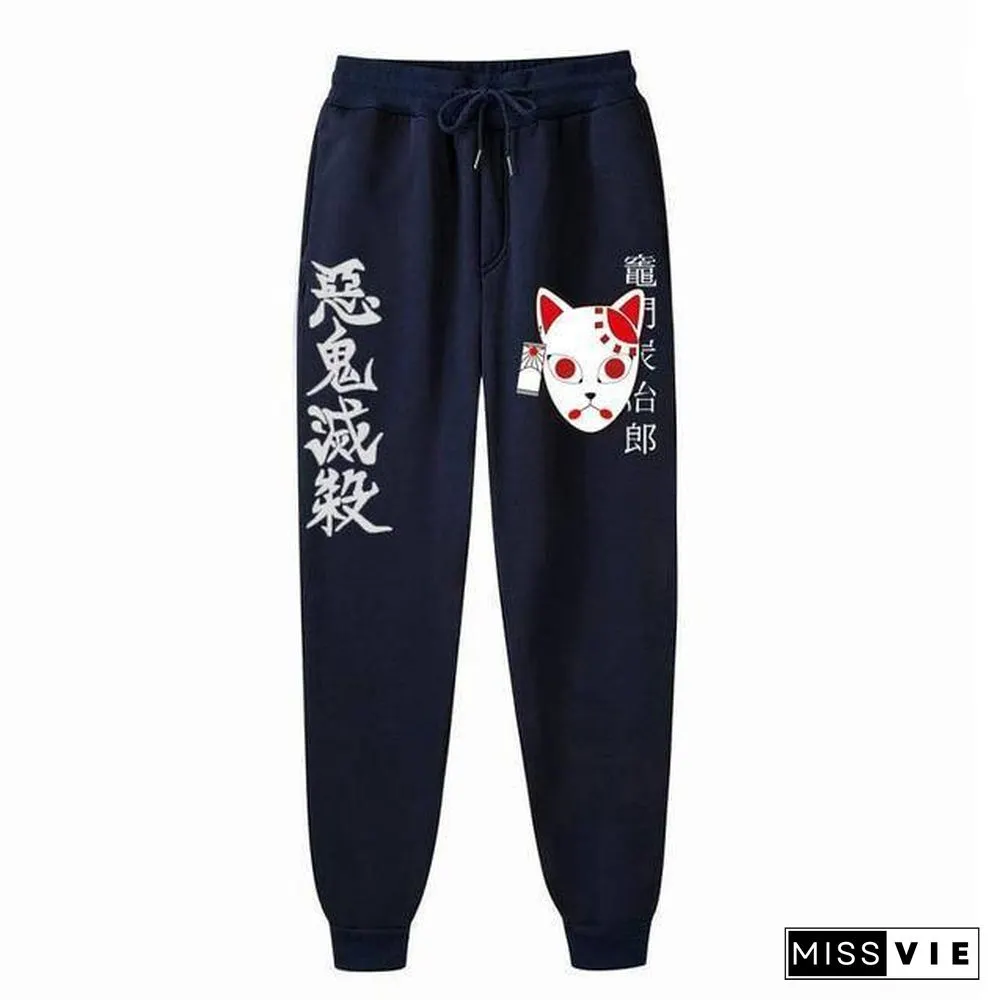 Japanese Anime Demon Slayer Pants Fleece Trousers printed men women jogging streetwear