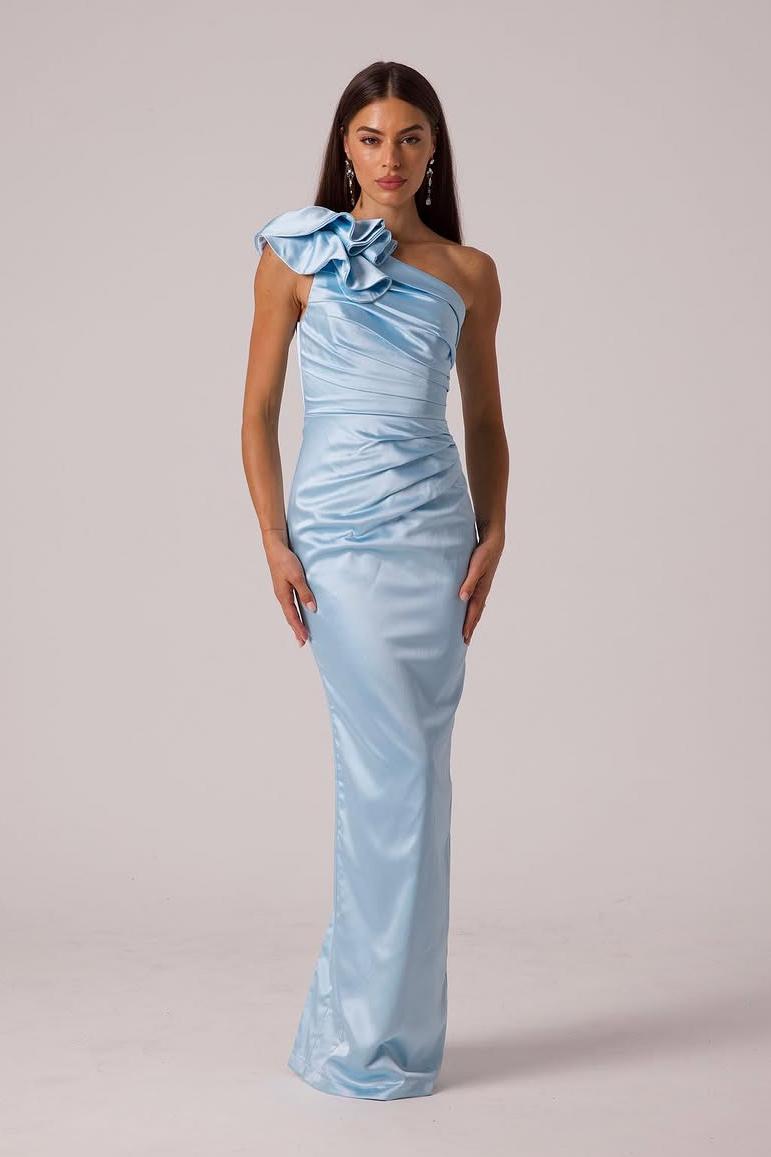 Lvs&Broner One Shoulder Sleeveless Long Mermaid Prom Dress With Pleated