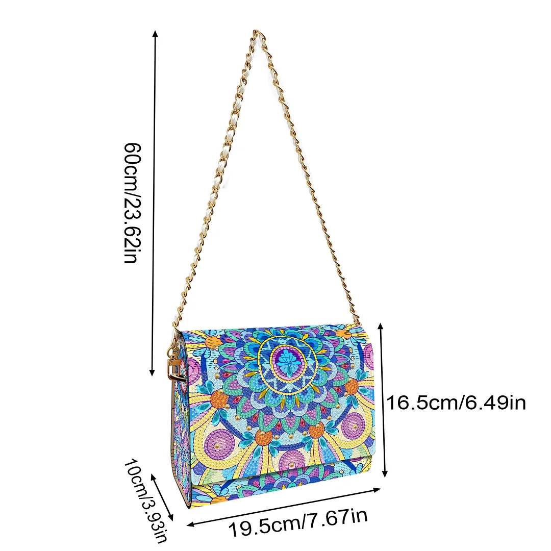 DIY Mandala Diamond Art Wooden Coin Pouch with Chain 5D Diamond Painting Purse