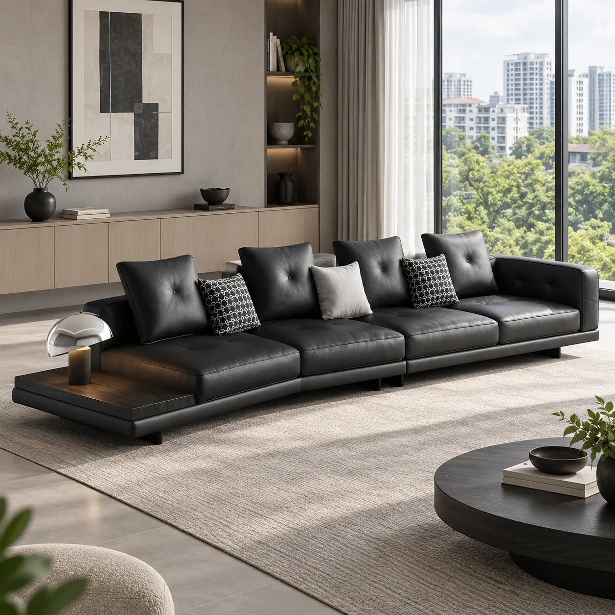 Dylan Platform Sofa - Black — Room setting